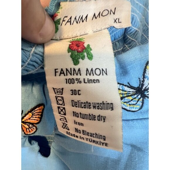 Fanm Mon XL Marion Front Keyhole Embroidered Butterfly Sleeveless Peplum Top NWT - Picture 8 of 10